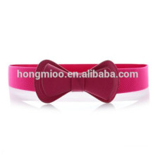 Rosa Multilayer Bowknot Dame breite Gürtel Blume elastischen Stretch PU Ledergürtel Sommer Frauen Gürtel